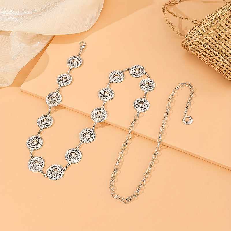 Женский золотой круглый полый поясной цепь украшение для фестивалей и вечеринок