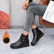 Women's Warm Furry Lined Winter Boots with Zipper and Thick PU Sole
