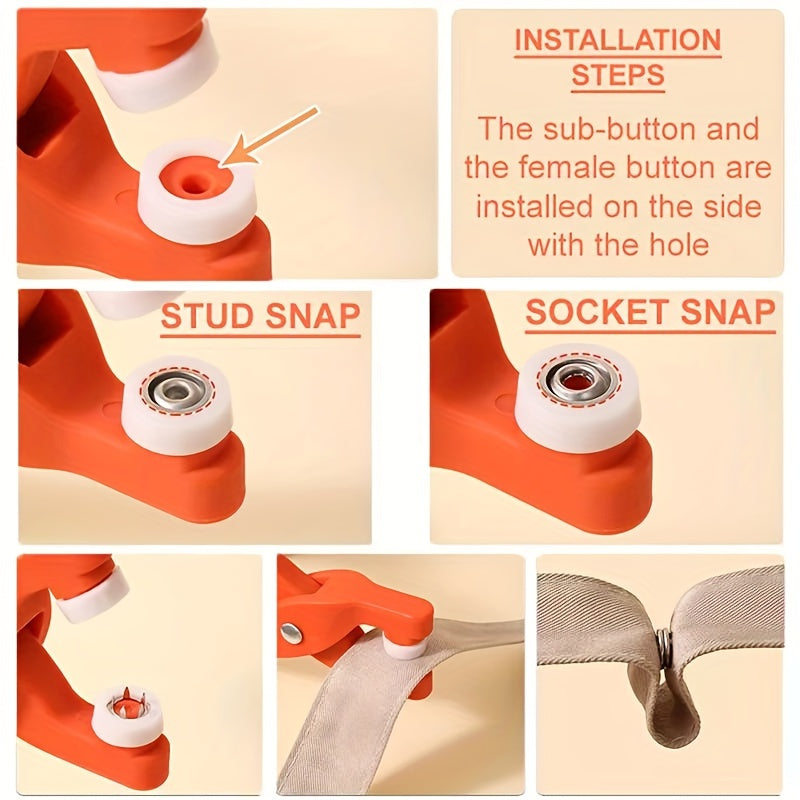 Snap Button Kit with Hand Pressure Pliers and 50 Snap Buttons for Sewing and Crafts