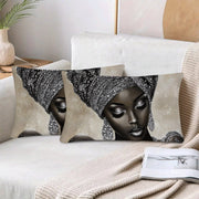 African Woman Themed Polyester Pillow Cover Casual Space Design Decorative Cushion Case for Back Sleepers All-Season Comfort