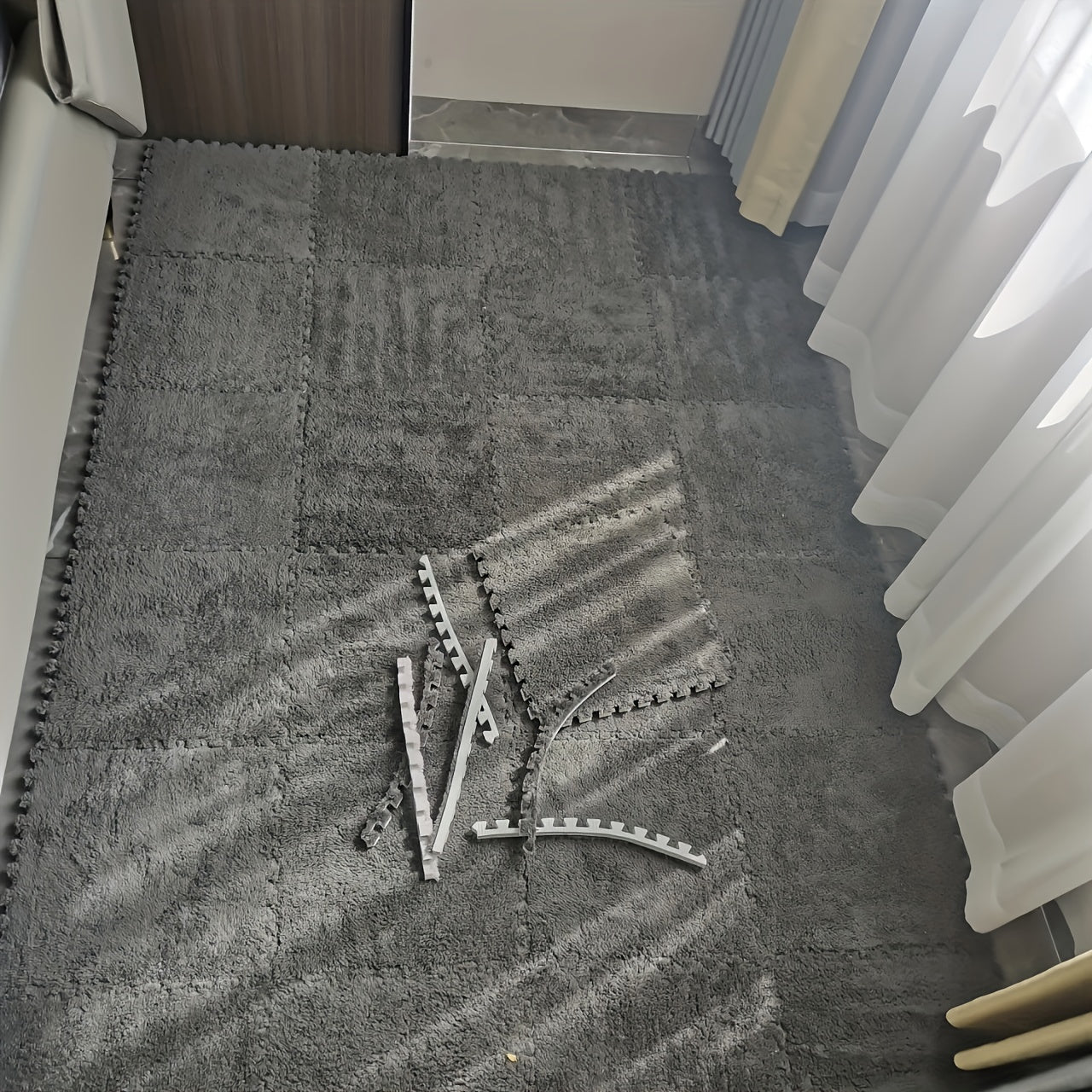 Juego de 10 baldosas de moqueta entrelazadas, alfombrillas de puzzle lavables, 29,97 cm