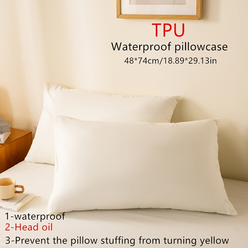 Waterproof Polyester Pillowcases Set, Oil-Resistant, Machine Washable