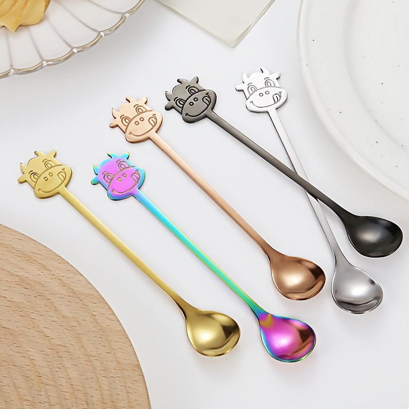 Set of 6 Stainless Steel Long-Handled Spoons for Coffee, Iced Tea, Ice Cream