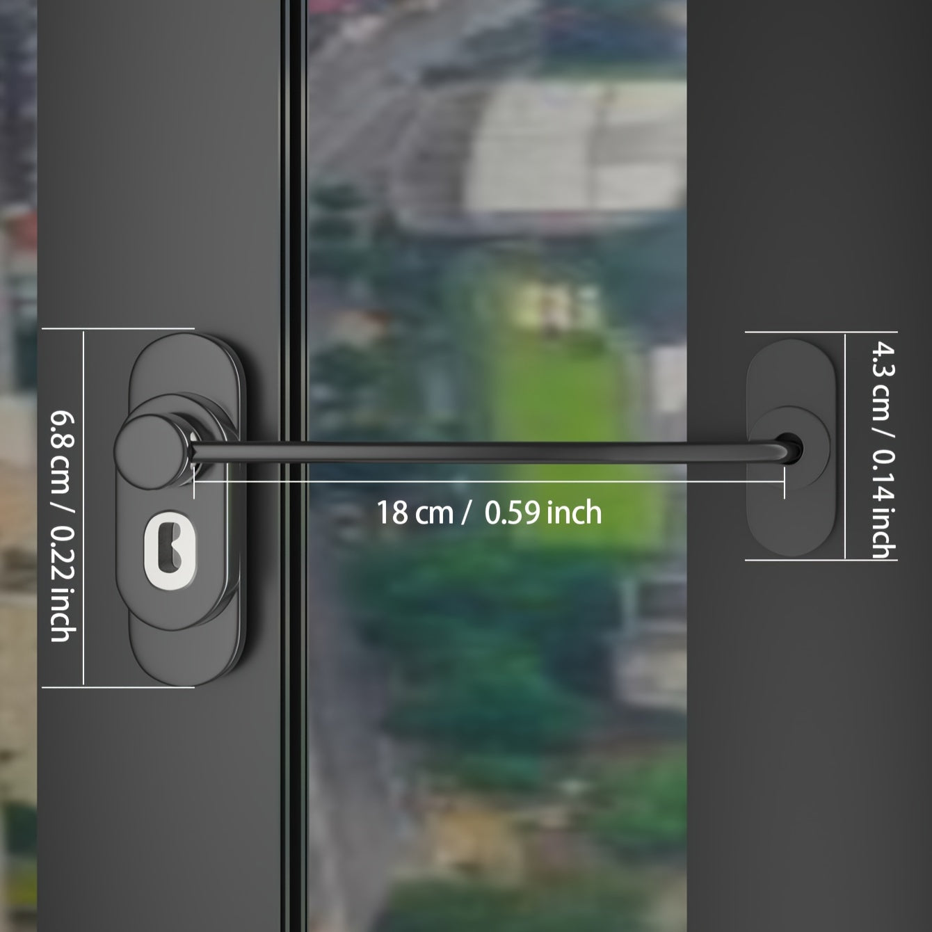 Wire Rope Window Lock with Metal Base and ABS Cover, Punch Installation, Includes Screws and Key