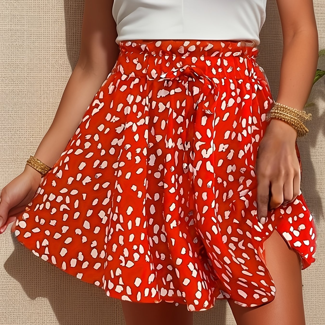 Шорты женские больших размеров с полкадотами, широкие, темно-синий с белым, летние, повседневные, нарядные