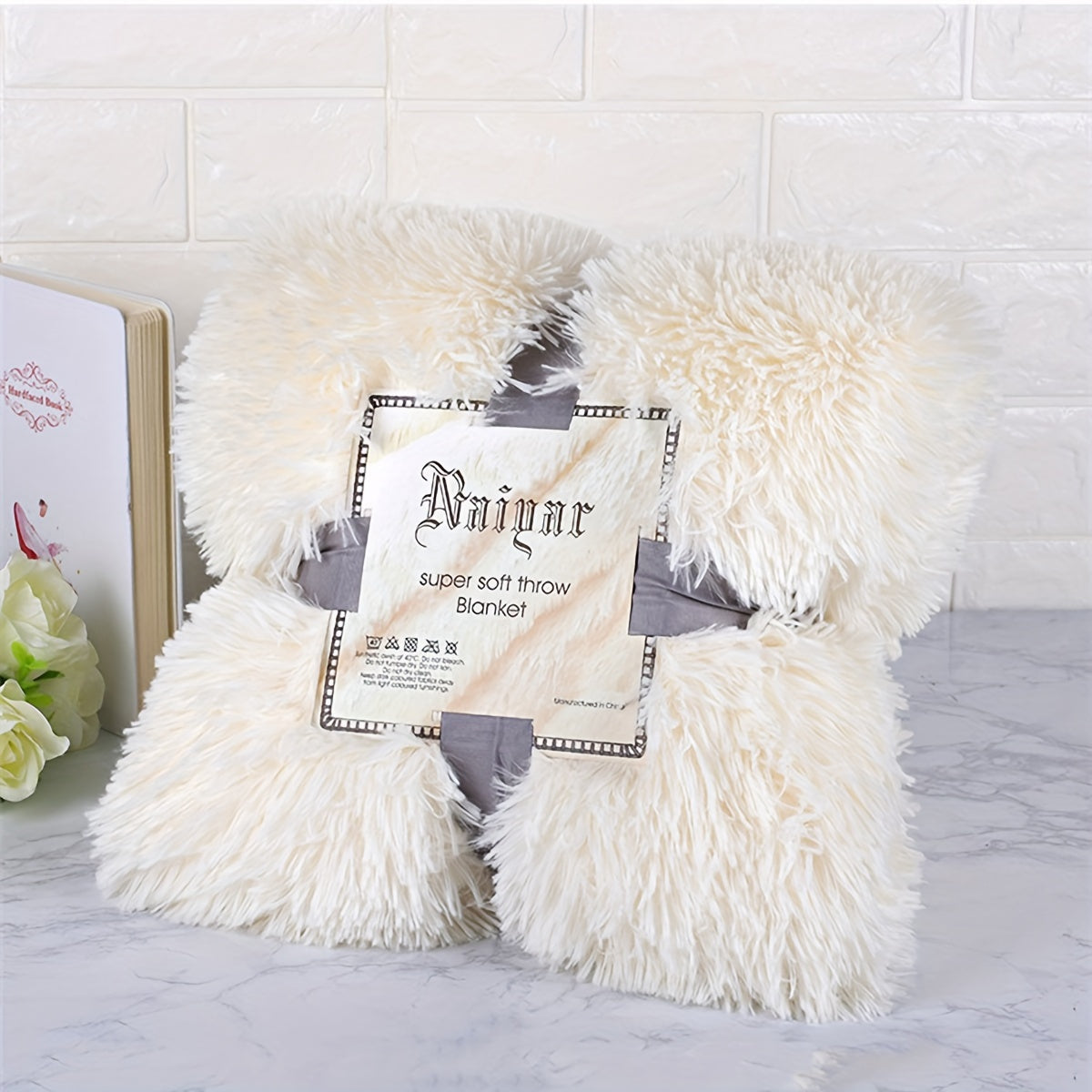Long-Hair Shaggy Fleece Throw Blanket Plush All-Season Sofa Cover