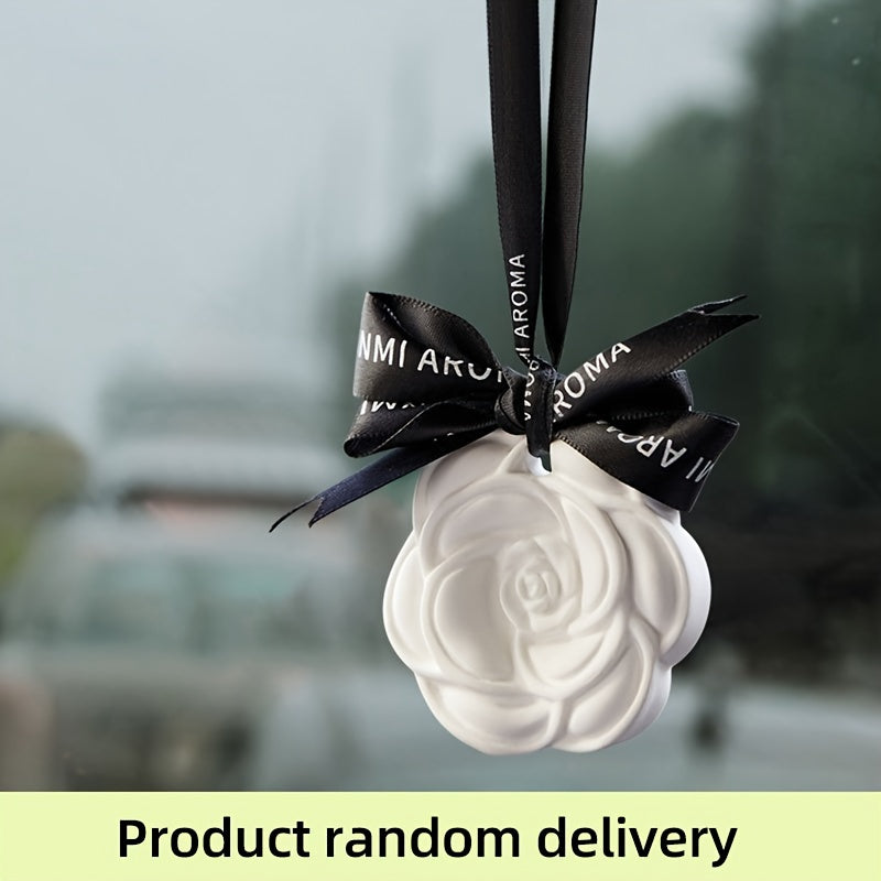 Car Scented Air Freshener Rose-Shaped Plaster White Flower Decor