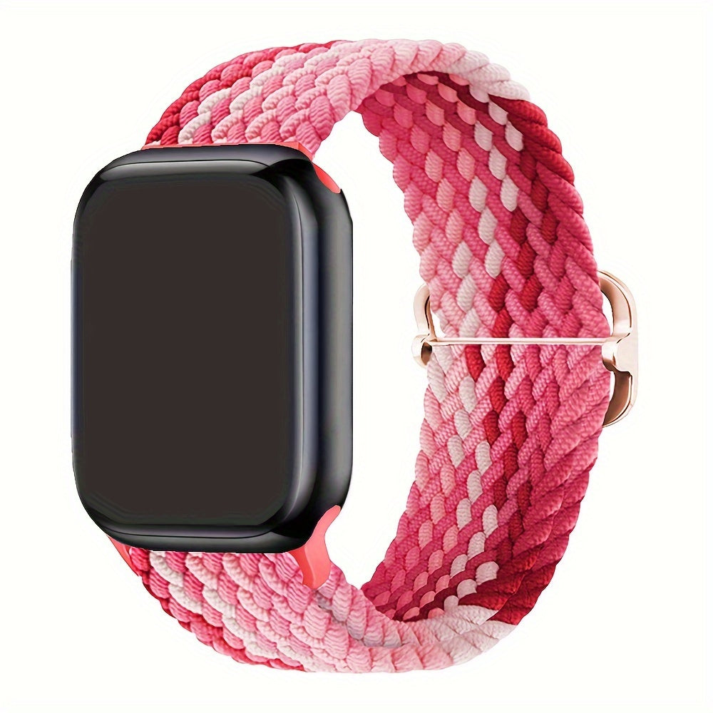 Apple Watch uchun nylon to'qilgan halqa tasmasi, moslashuvchan, elastik, suv o'tkazmaydigan va terga chidamli. Bir nechta ranglarda Ultra2/9/8/7/6/5/4/3 SE iWatch modellari uchun mos keladi. Zamonaviy va moslashuvchan.