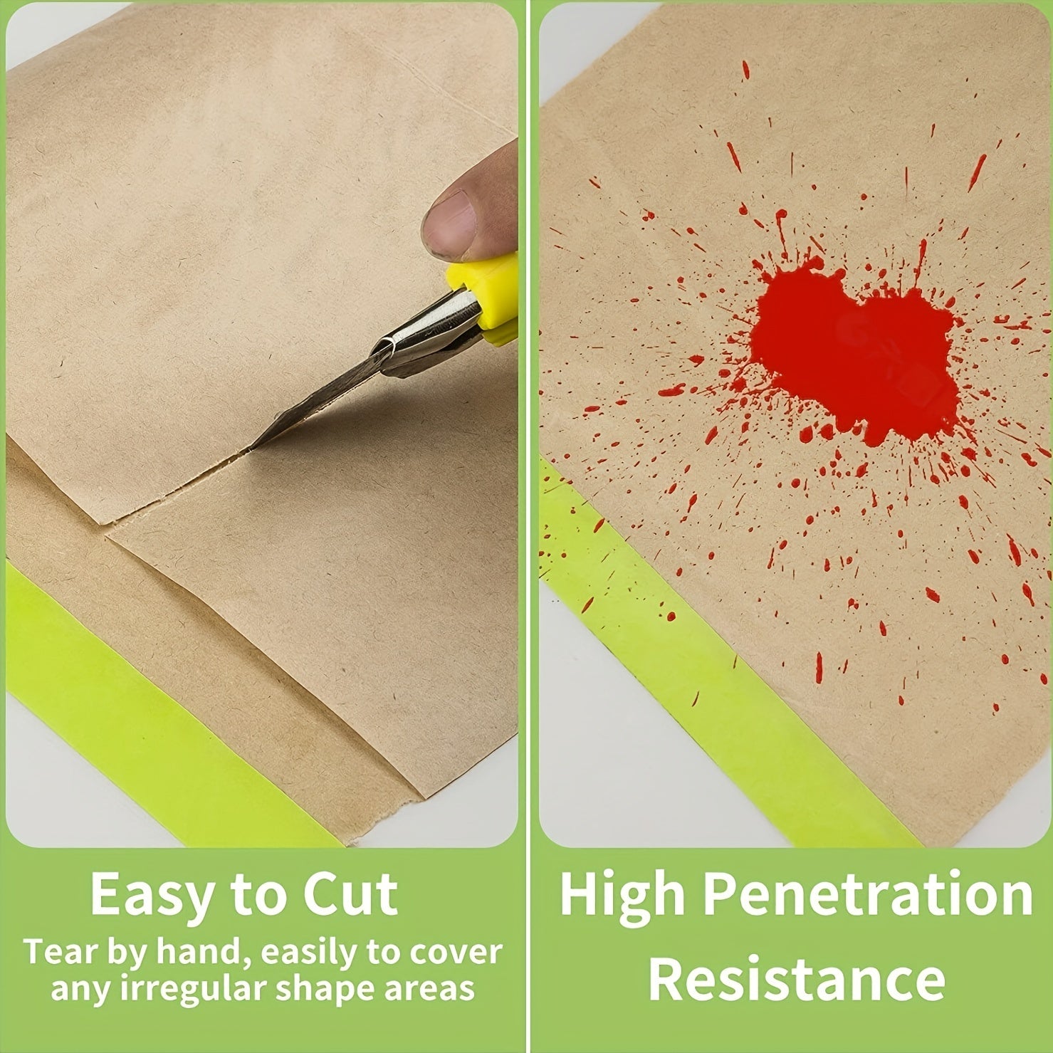 Rollo de papel de enmascarar pre-pegado para pintura, 15.24m, cinta protectora y cortina