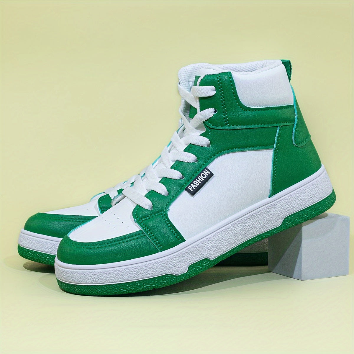 Women's High-Top Sneakers Colorblock Lace-Up Casual Shoes Non-Slip Sole
