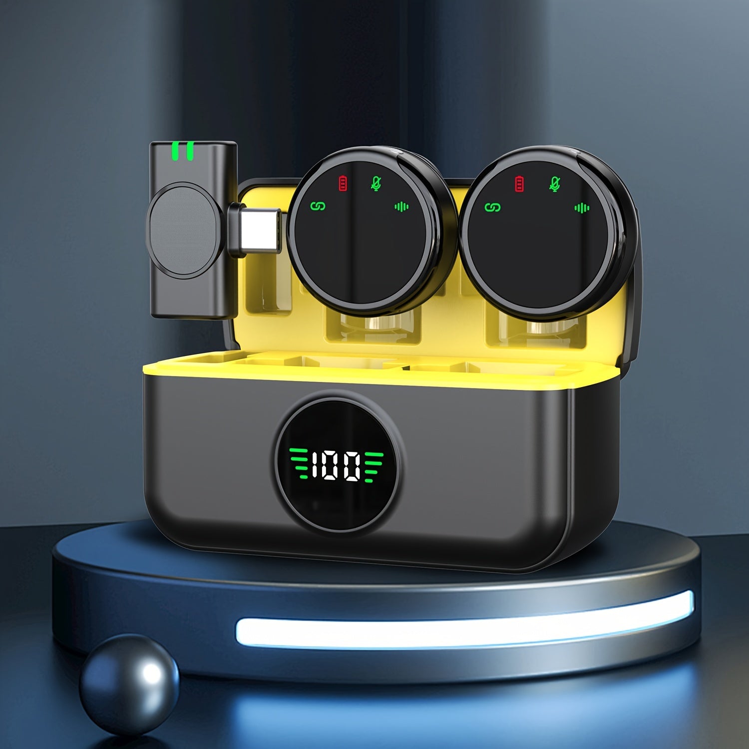 Wireless Lavalier Microphone Set for Smartphones with Charging Case Dual-Person Audio for Vlogging and Interviews