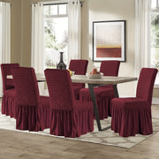 4 ta universal cho'ziladigan stul qoplamalari, yubka bilan, mustahkam va yuvilishi mumkin, oson o'rnatiladi va mebellarni himoya qiladi