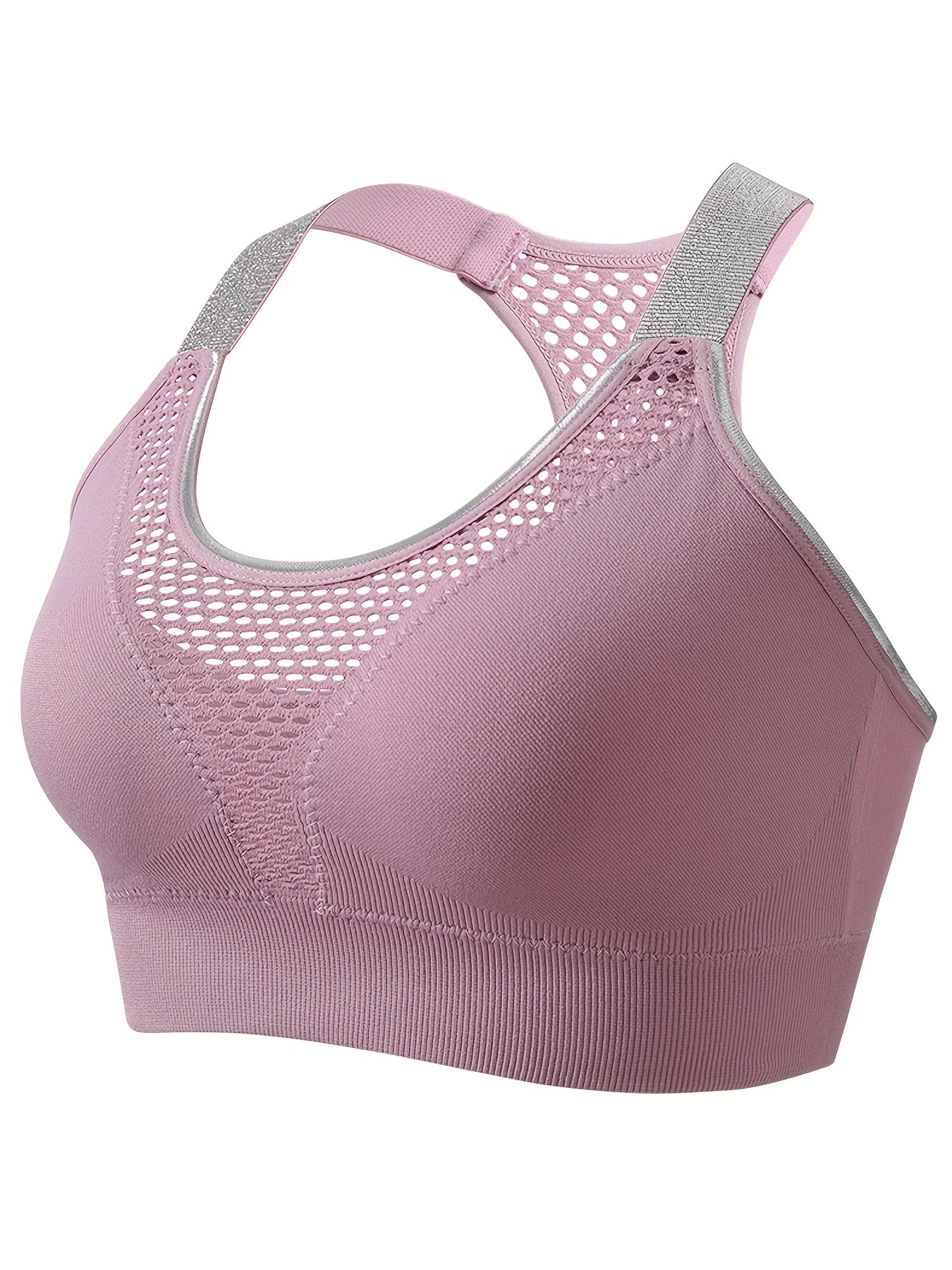 Women's Plus Size Sports Bra Breathable Nylon Yoga Running Gray Beige