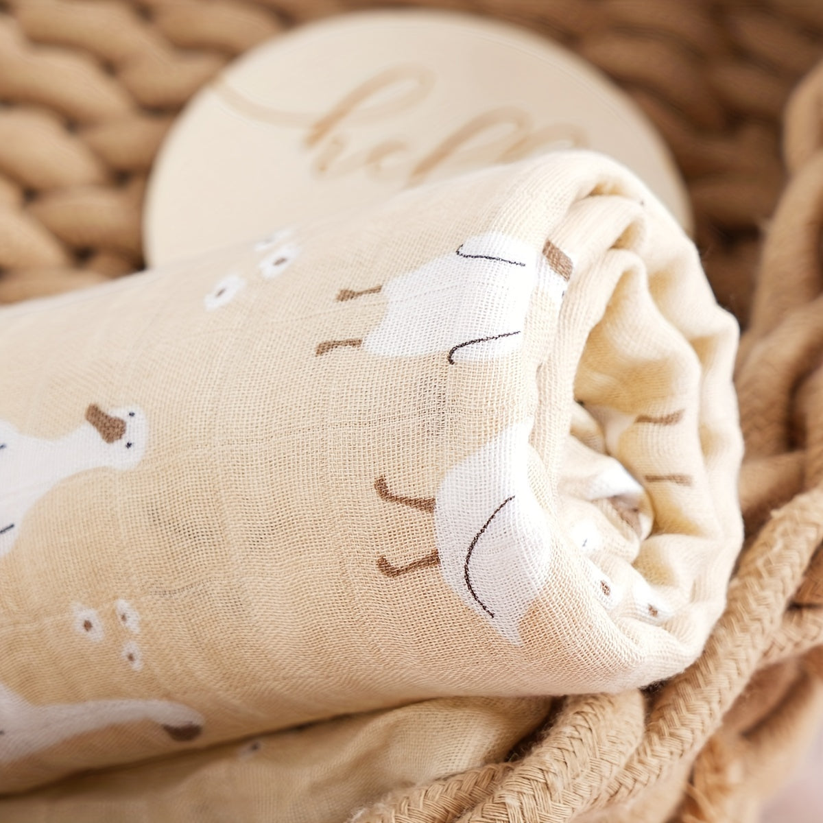 Baby Swaddle Blankets Soft Bamboo Fiber Breathable Skin-Safe Neutral Colors
