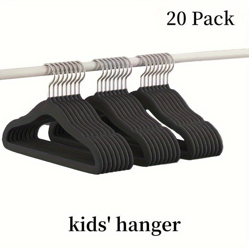 20-Piece Velvet Hangers Set for Kids and Teens Non-Slip Space-Saving Closet Organizer