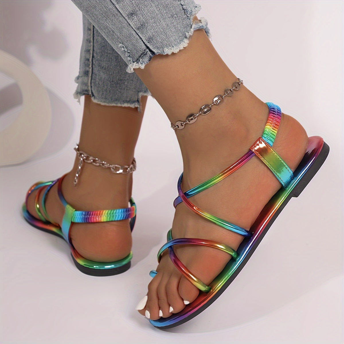 Women's Rainbow Butterfly Sandals Summer Fashionable Stylish Comfortable