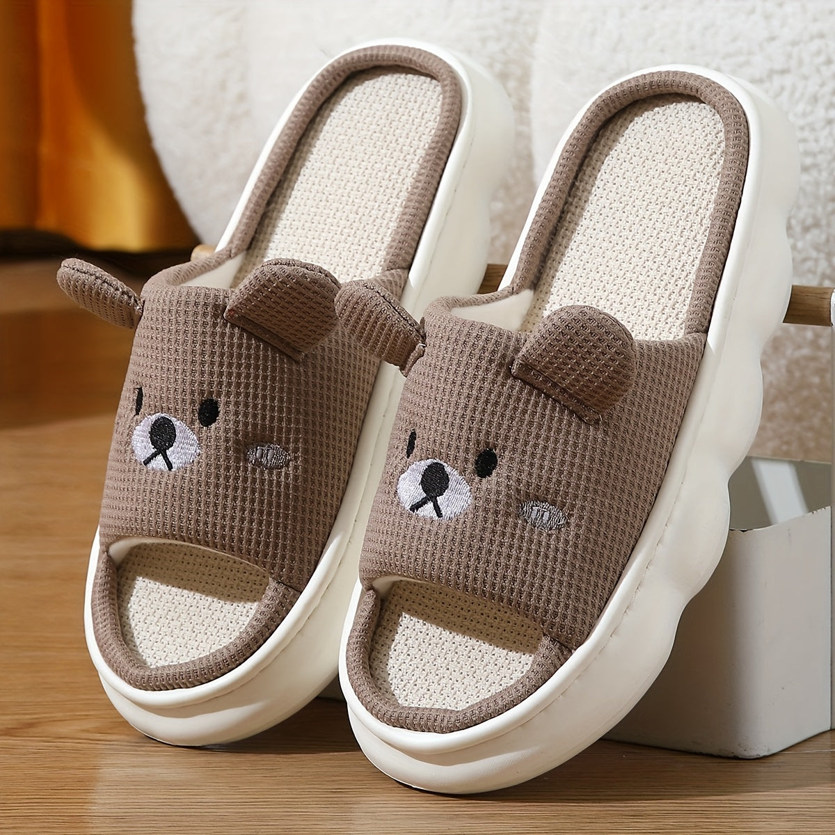 Women's Cartoon Puppy Slip-On Slippers Breathable Non-Slip Indoor Summer