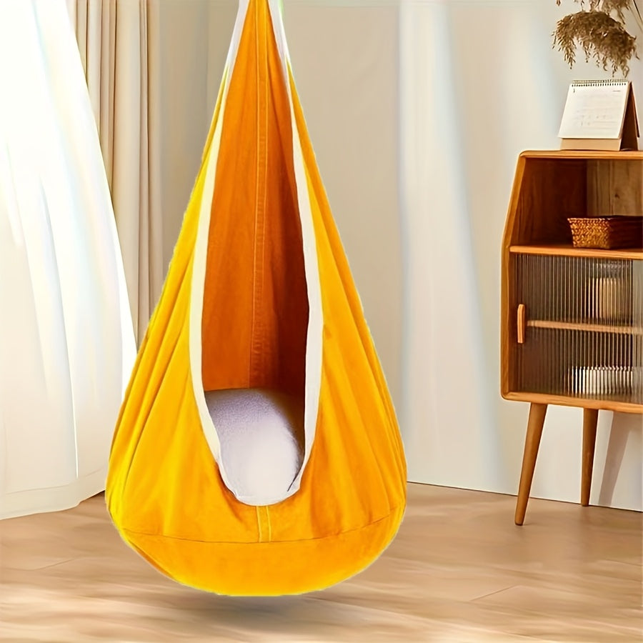 Hanging Hammock Chair for Indoor Outdoor Use with Inflatable Pillow Nylon Blue for Relaxation and Play