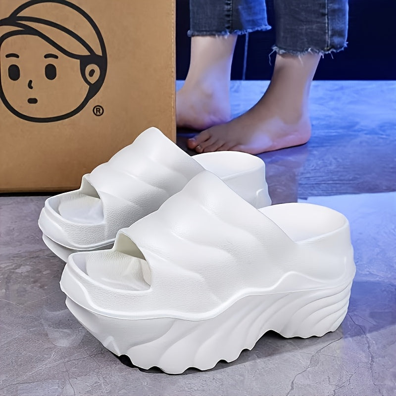 Women EVA Platform Shoes Thick Cushioned Heel Non-Slip Peep Toe Light Purple White