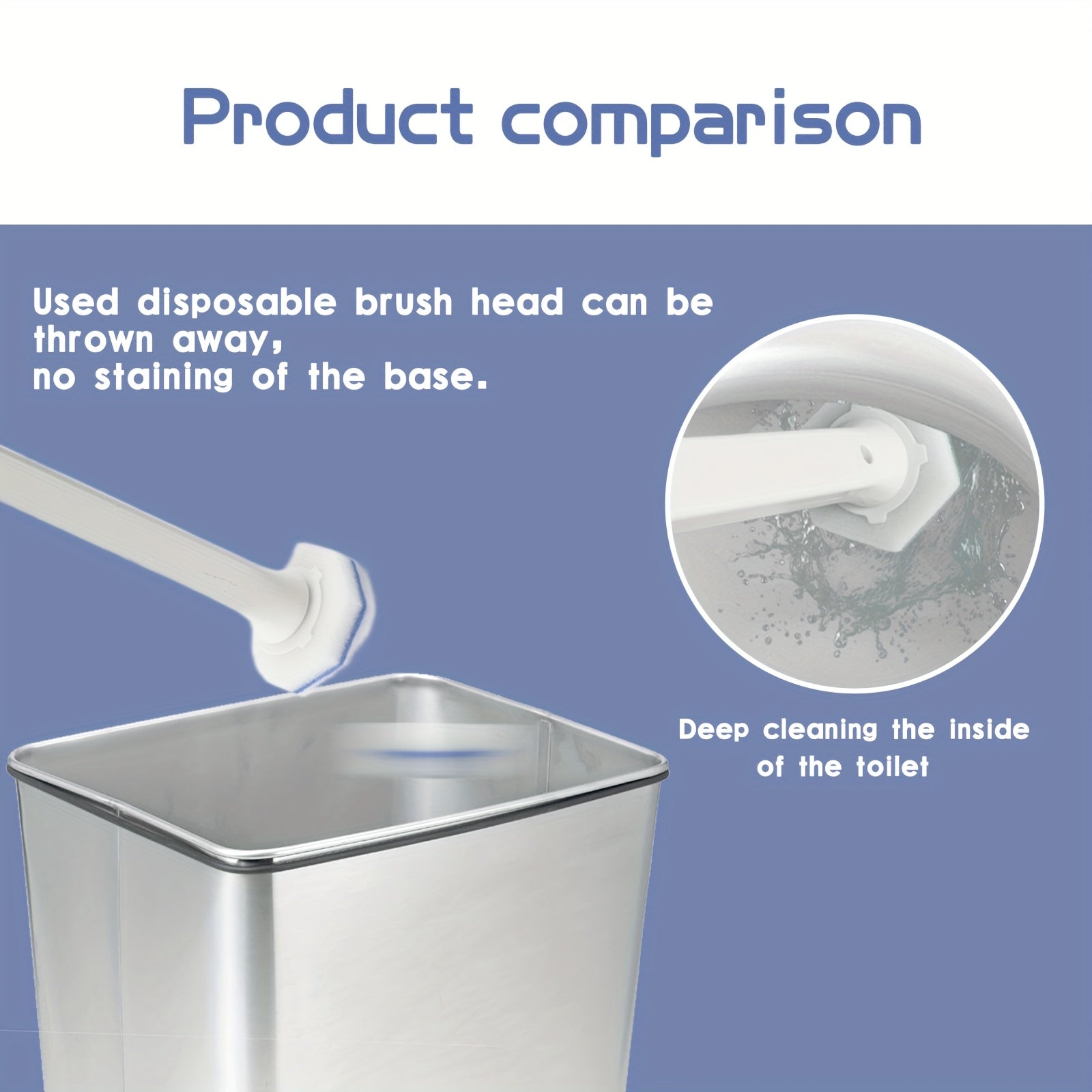 Polyurethane Toilet Brush Set with 64 Replacement Pads for Bathroom Cleaning