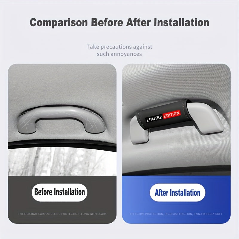 Car Armrest Cover Nappa Leather Handle Grip Protector for Vehicle Interior