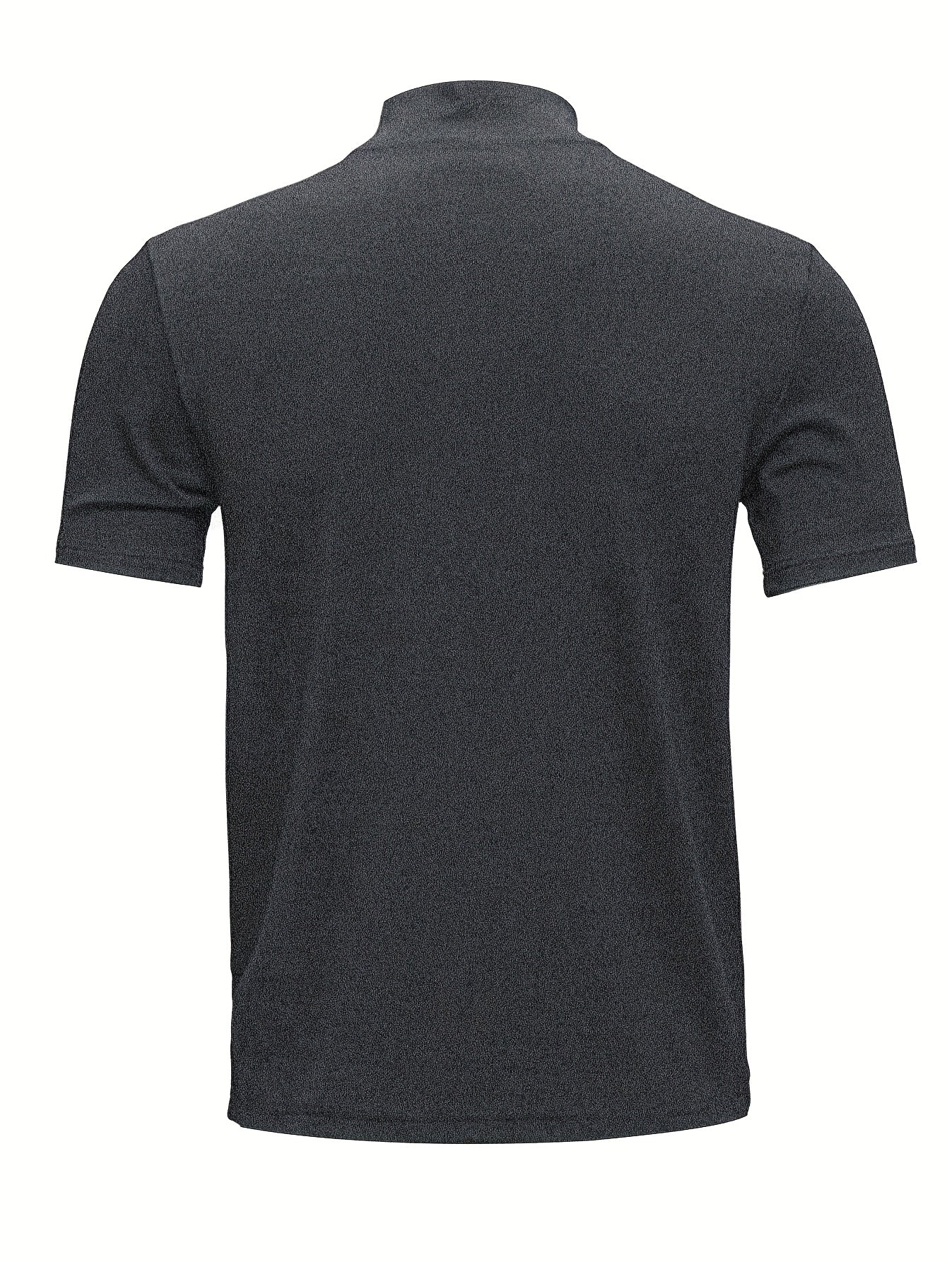 Men's Slim Fit Short Sleeve T Shirt with Stand Collar for Outdoor Gym Layering
