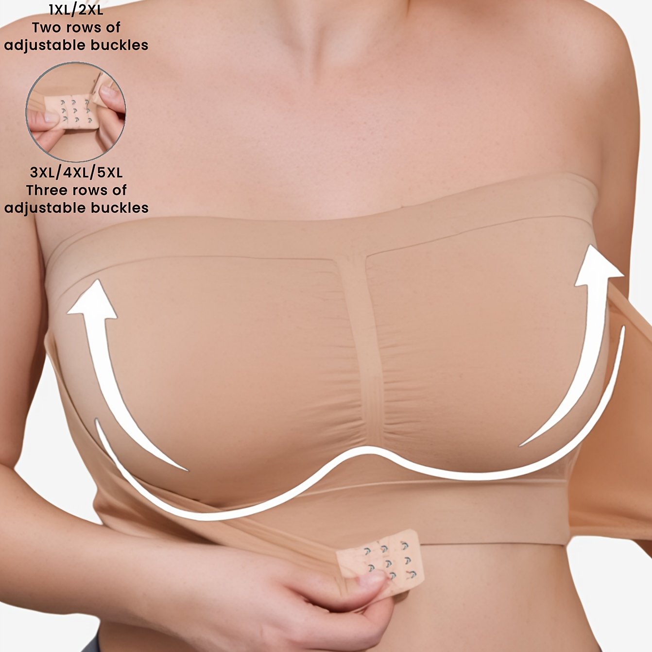 Women's Plus Size Strapless Sports Bra Breathable Yoga Workout Beige