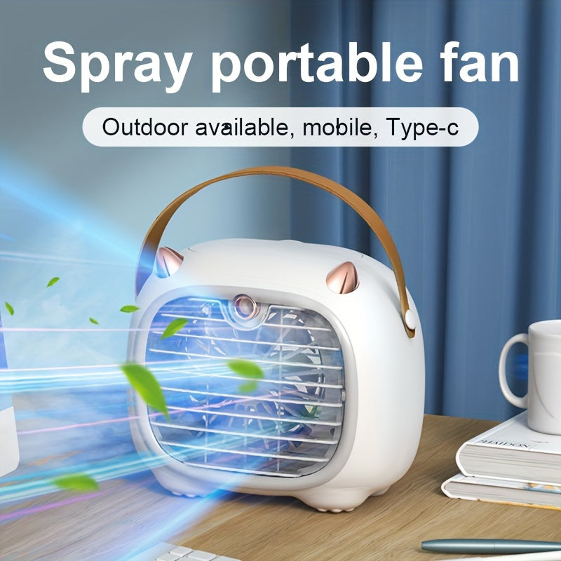 Portable Mini USB Fan with Water Cooling and Mist Humidifier, 3-Speed Handheld Fan