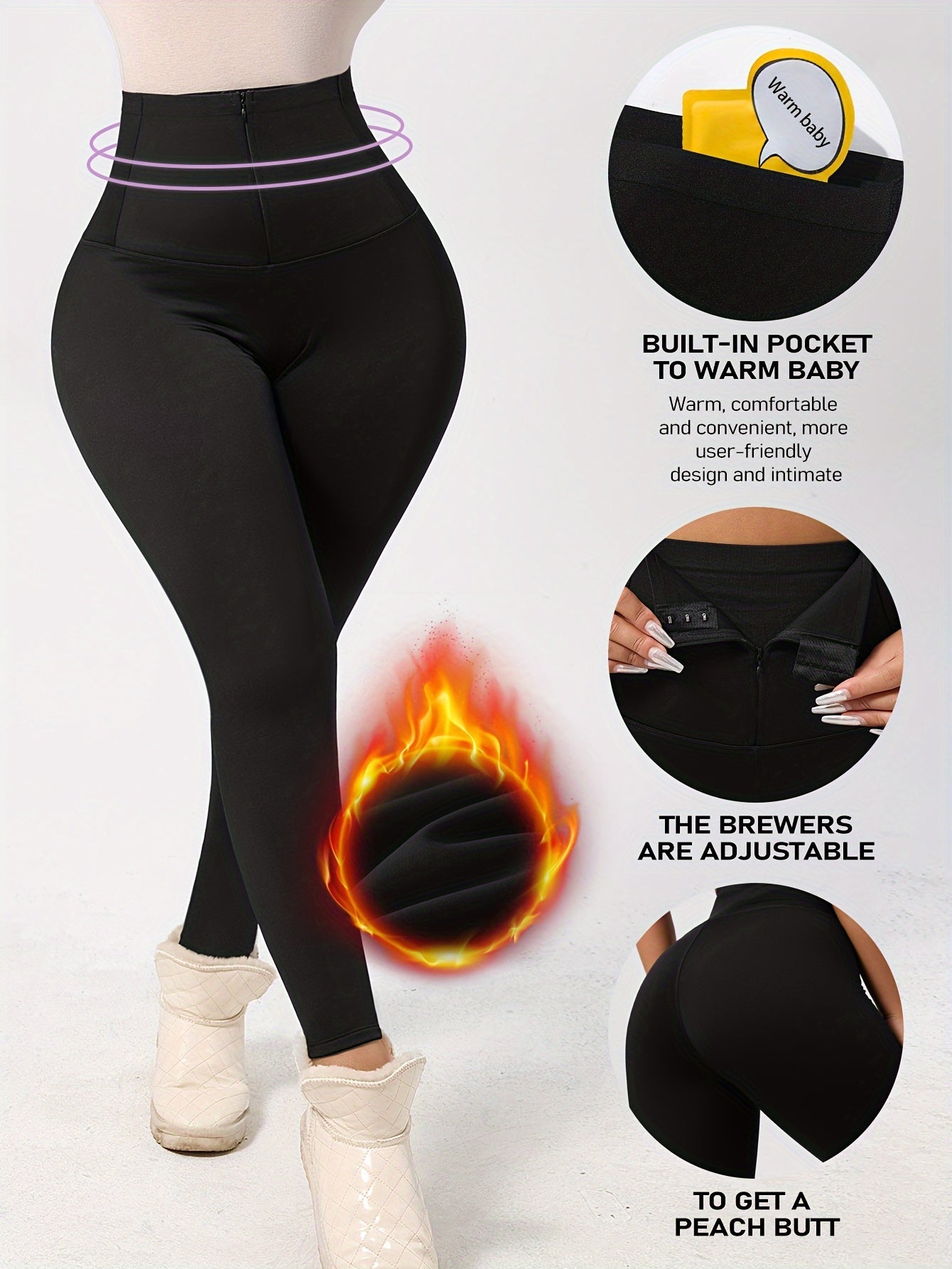 Women's Fleece-Lined High-Waisted Yoga Pants Tummy Control with Pockets