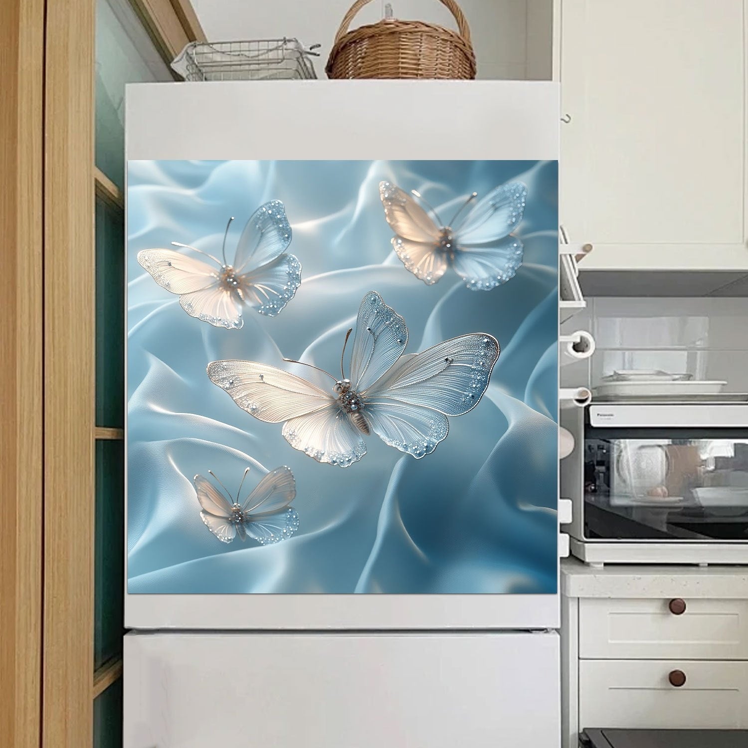 Butterfly Flower Magnetic Dishwasher Door Cover Sticker Waterproof Reusable PVC Kitchen Decor 58x65 cm