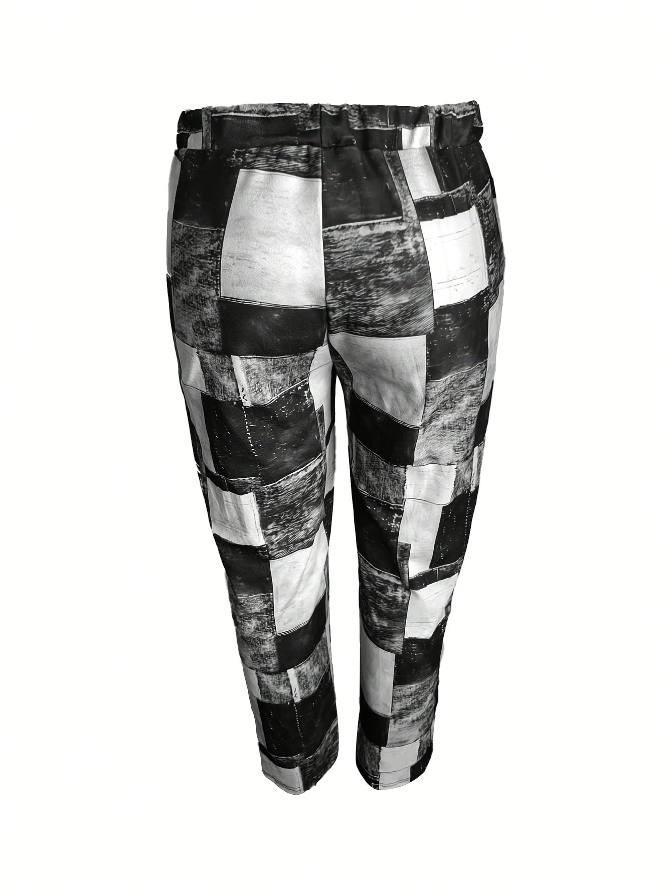 Pantalones harem de cuadros para mujer de tallas grandes, casuales, de tela tejida, estampado a cuadros