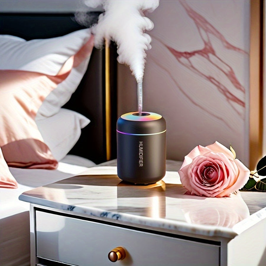 Portable USB Humidifier with Aromatherapy, 180ml Mist, LED Lights for Car and Home