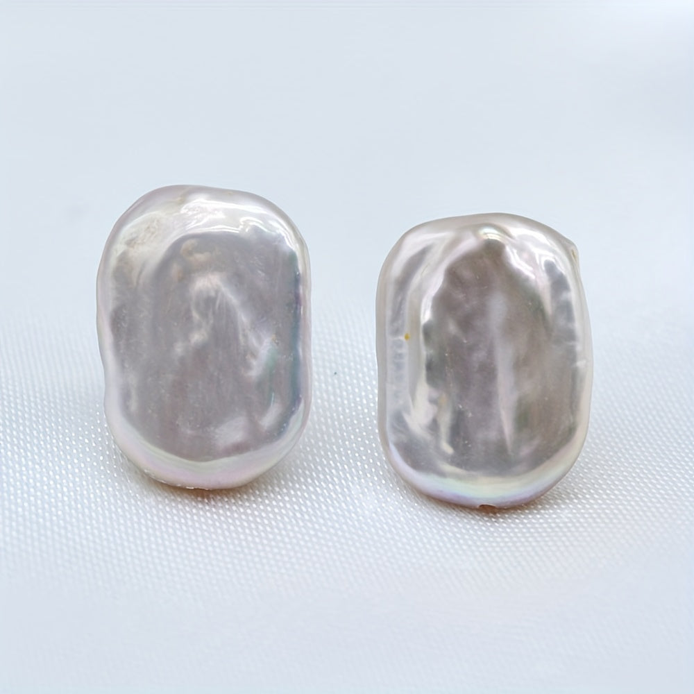 Pendientes de perla para mujer, agua dulce natural, plateados, libres de níquel