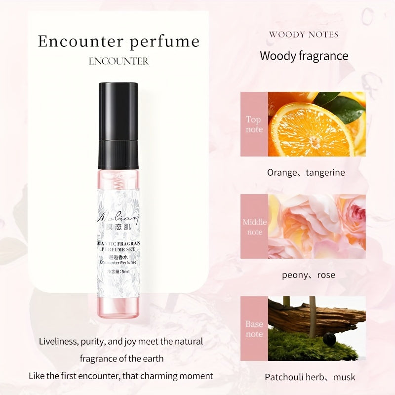 Women's Fragrance Set with Fresh Fruit Scent 5 Pieces Liquid Perfume for Daily Wear Travel