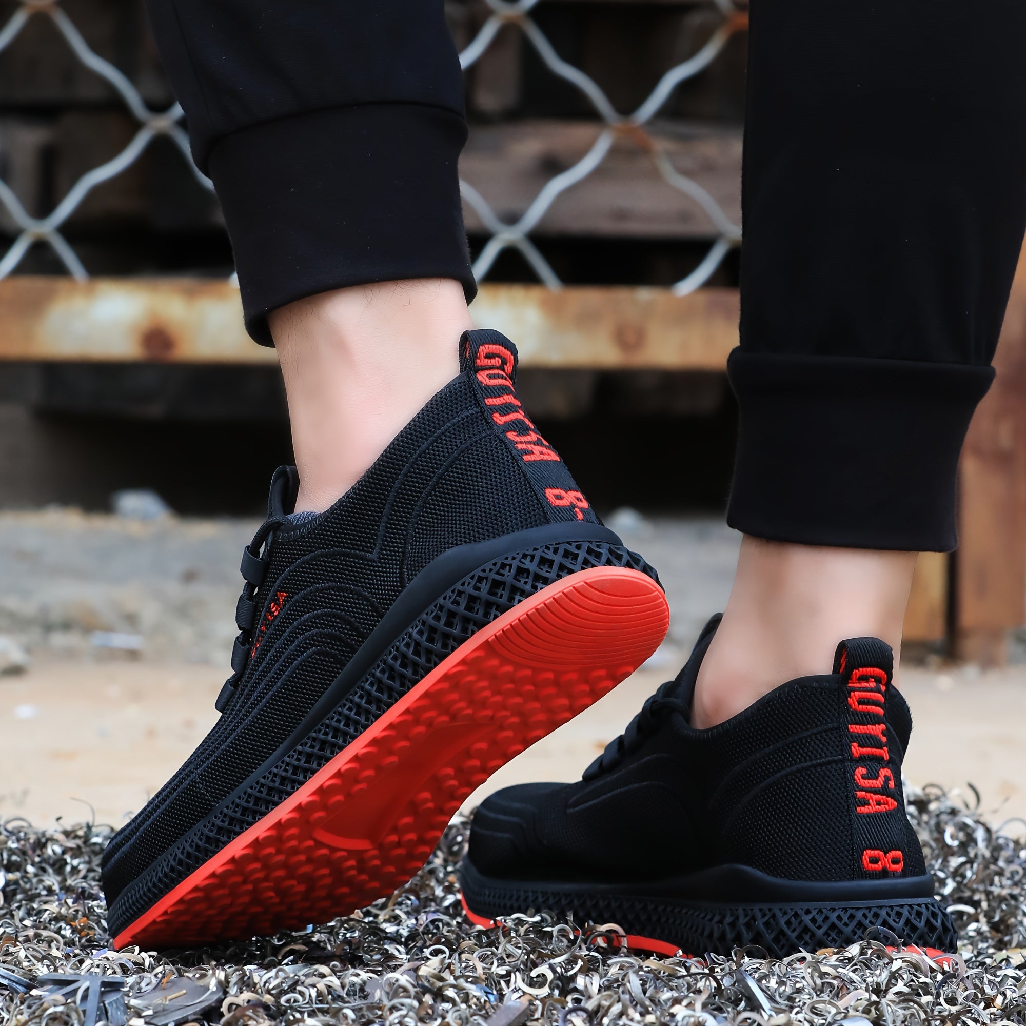 Men's Safety Work Shoes Steel Toe Breathable Mesh Non-Slip Rubber Sole All-Season