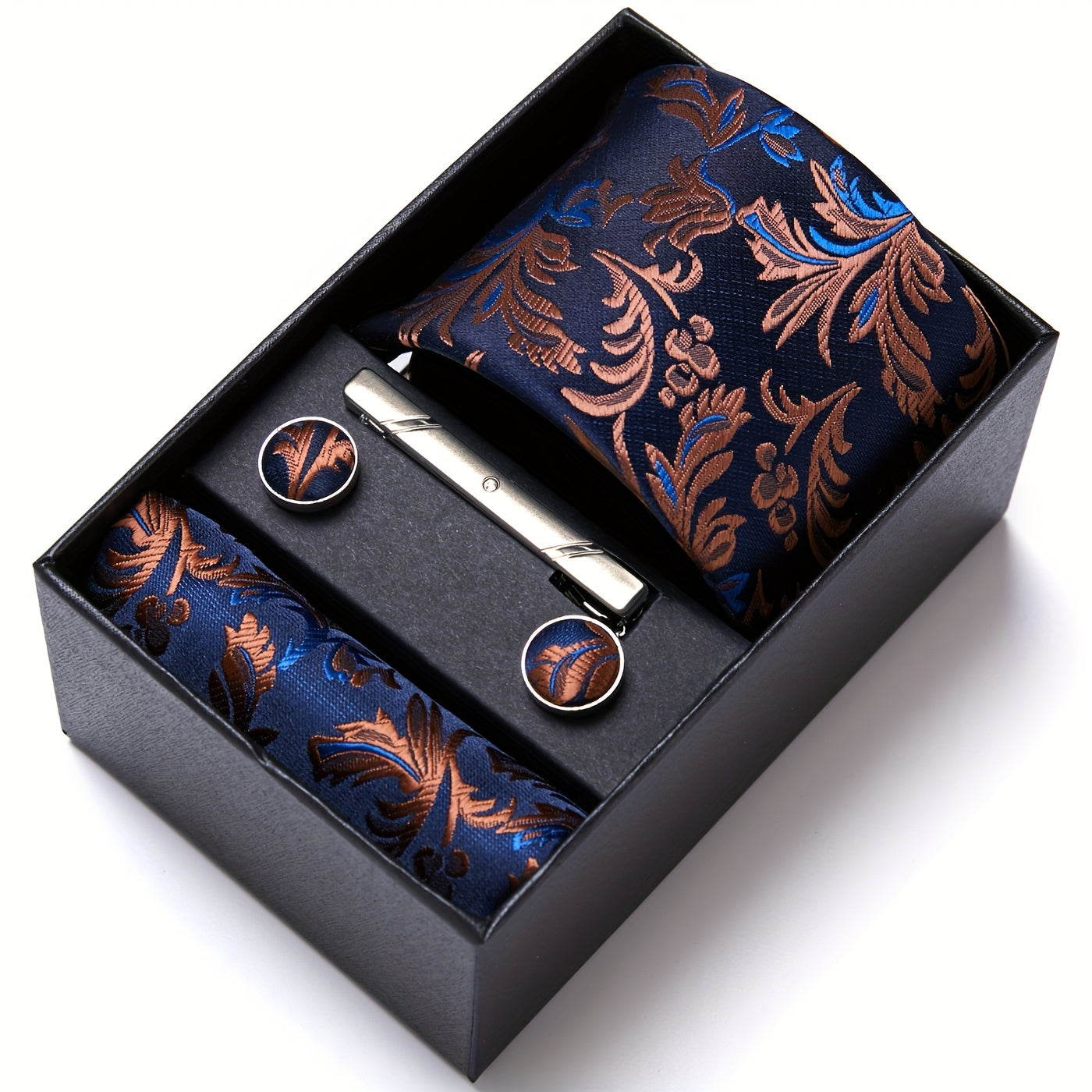 Conjunto de corbata para hombre con pañuelo y gemelos para bodas y regalos, longitud de la corbata 7.5 cm