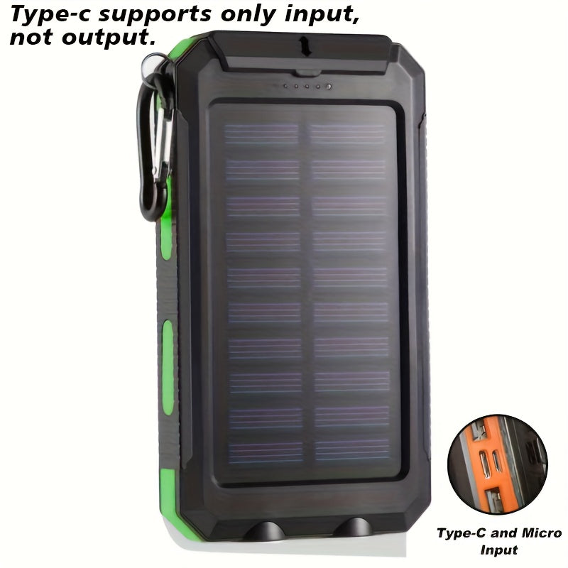 8000mAh Quyosh Energiya Banki USB C va Ikki LED Fleshlight bilan sayohat va tashqarida foydalanish uchun