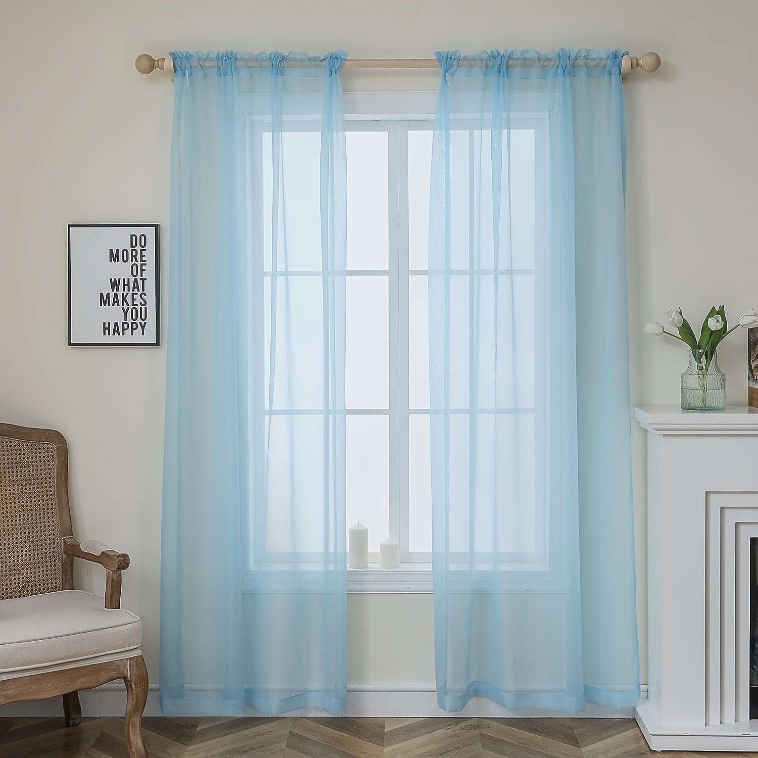 Sheer Curtain Panels with Rod Pocket for Bedroom Living Room Office Kitchen