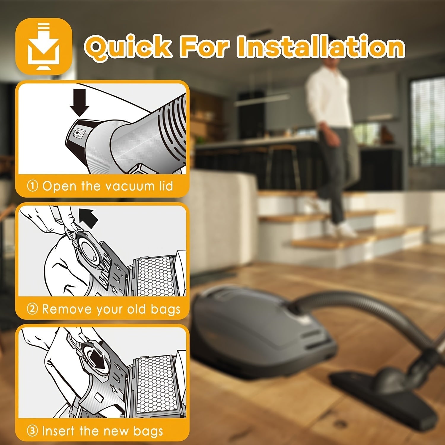 Set of 20 Polycarbonate Vacuum Bags for Canister Vacuums Compatible with AirClean 3D Efficiency Models