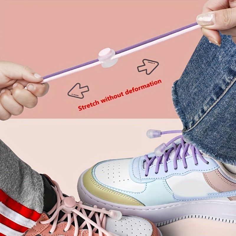Adult Spandex Elastic Shoelaces Lazy Tie-Free Sneakers 100cm