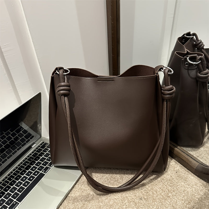 Black Tote Bag for Women with Shoulder and Crossbody Style PU Secure Clasp