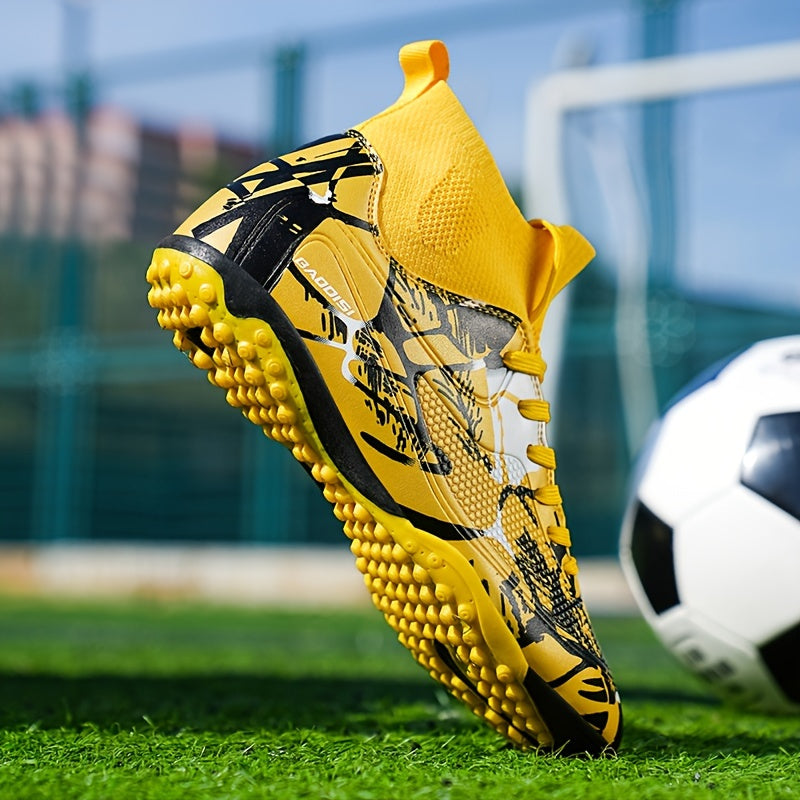 Men's Striped Football Shoes Durable Non-Slip Lightweight All-Season Training and Sports