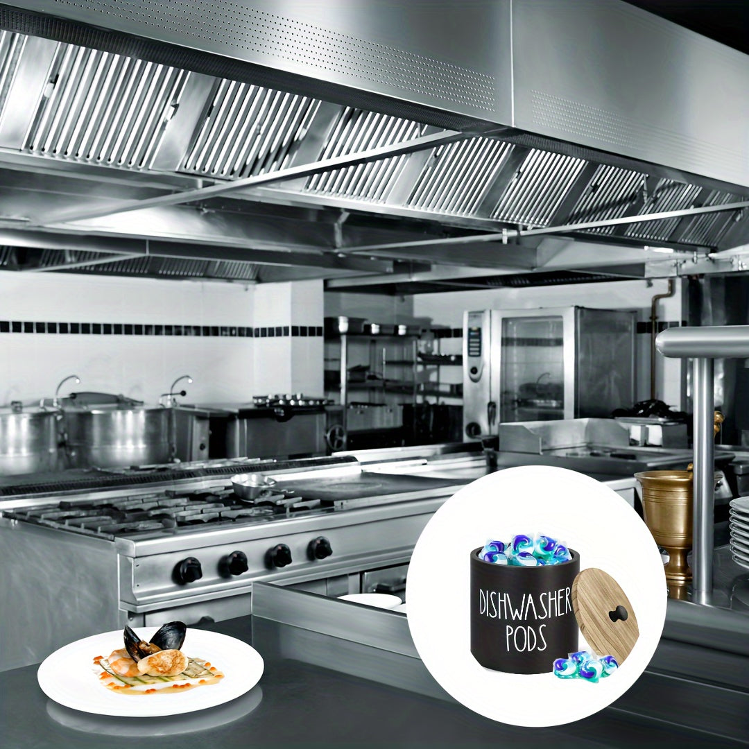 Rustic Dishwasher Pod Holder With Lid Laundry Detergent Storage Kitchen Organizer