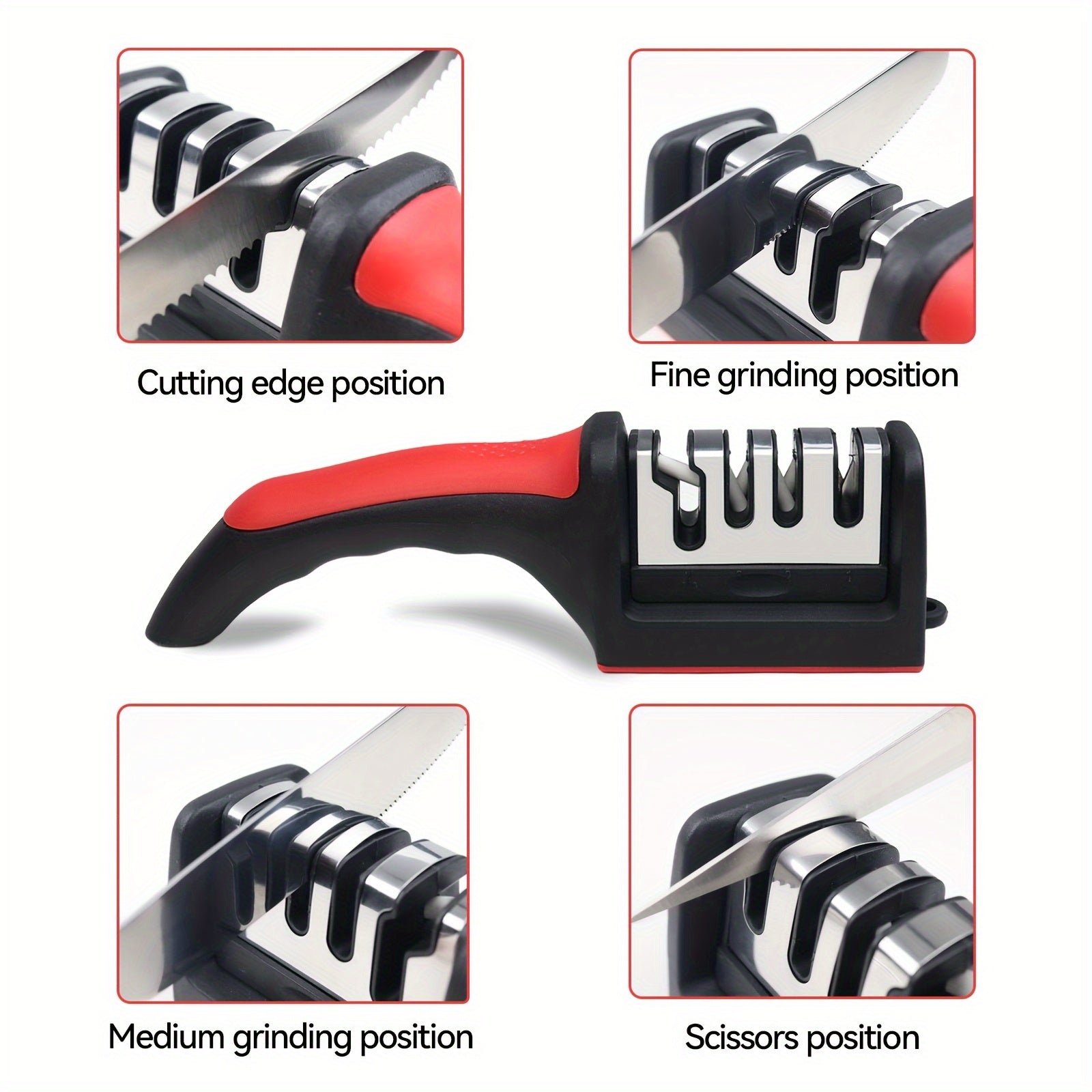 Professional 4-Stage Kitchen Knife Sharpener with Tungsten Diamond Ceramic Stones
