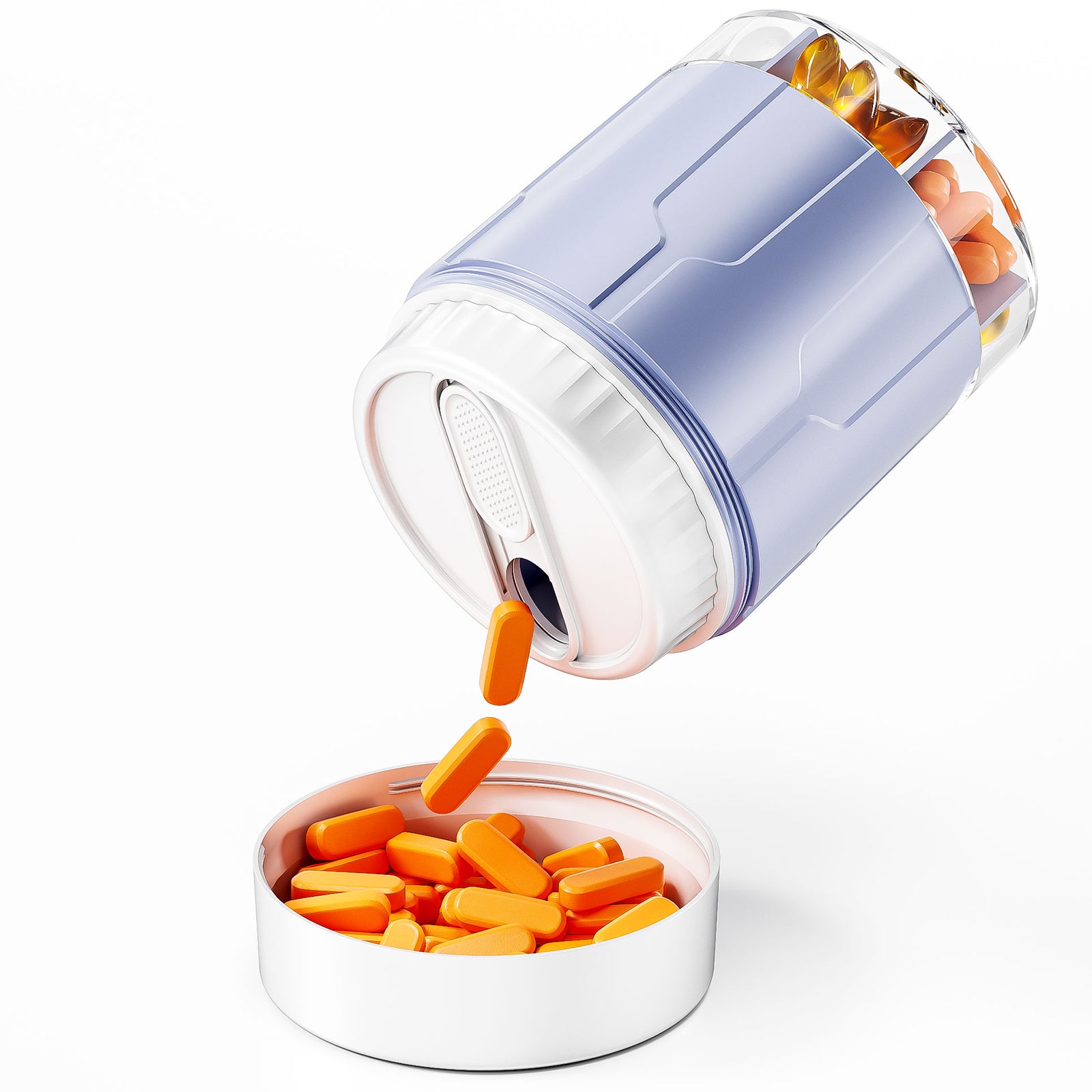 Large Pill Organizer Dispenser for Adults with 7 Compartments Travel Medication Box