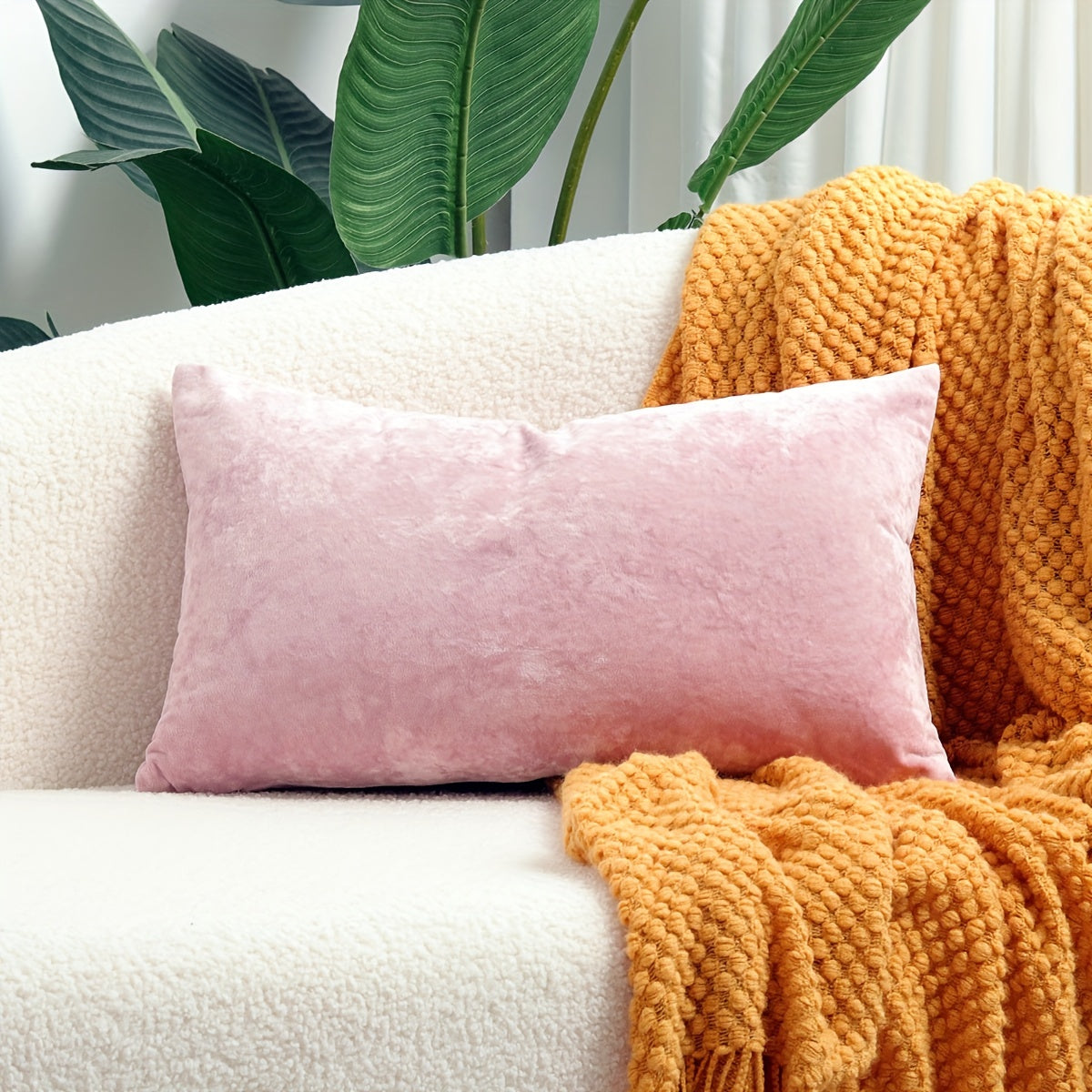 Velvet Throw Pillow Cover with Speckled Texture for Sofa and Bed 100% Polyester