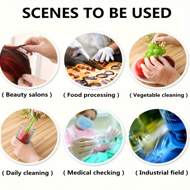 Pack of 50 or 100 Waterproof Powder-Free Plastic Kitchen Gloves for Cleaning