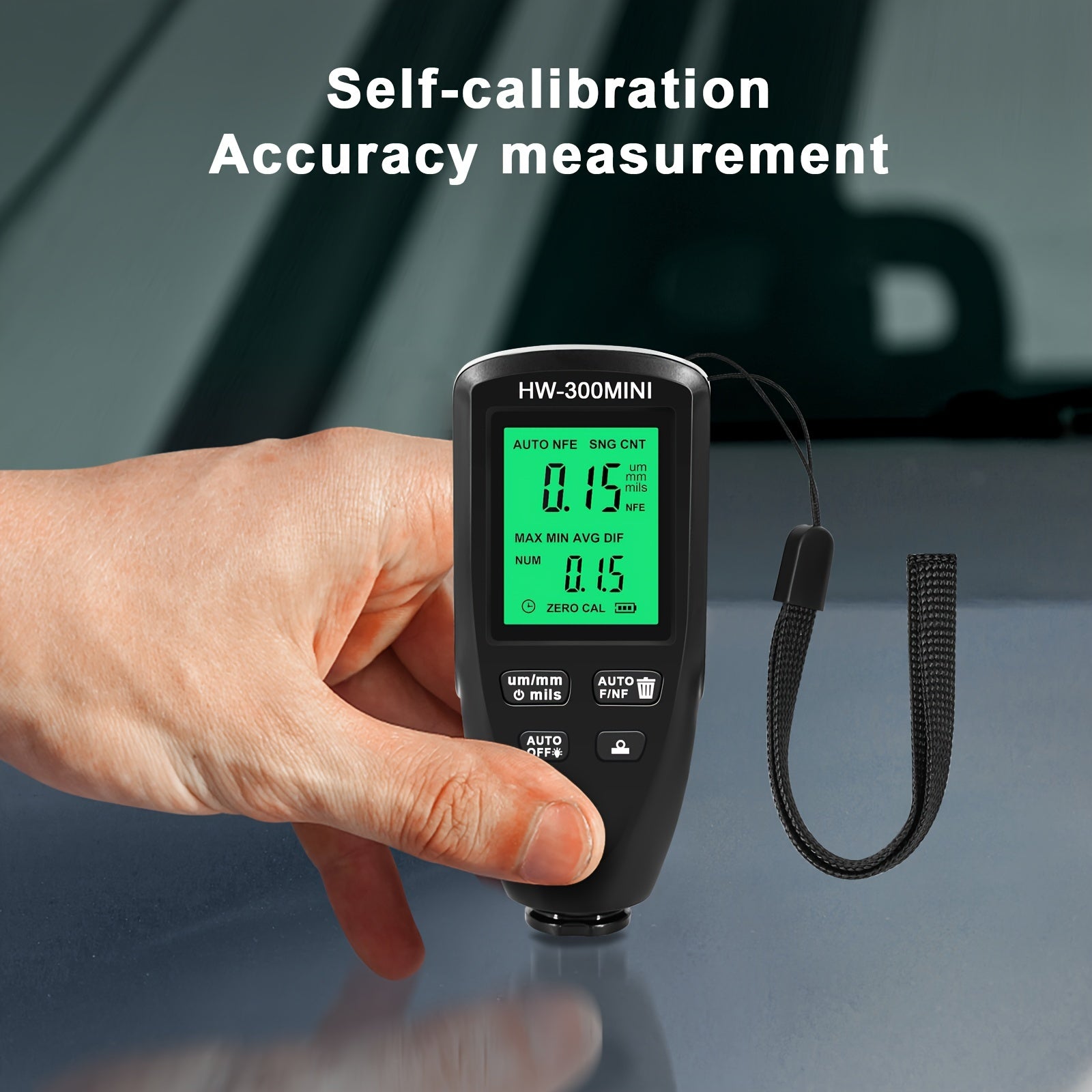 Automotive Paint Thickness Gauge High Accuracy ABS Display Auto Substrate Identification