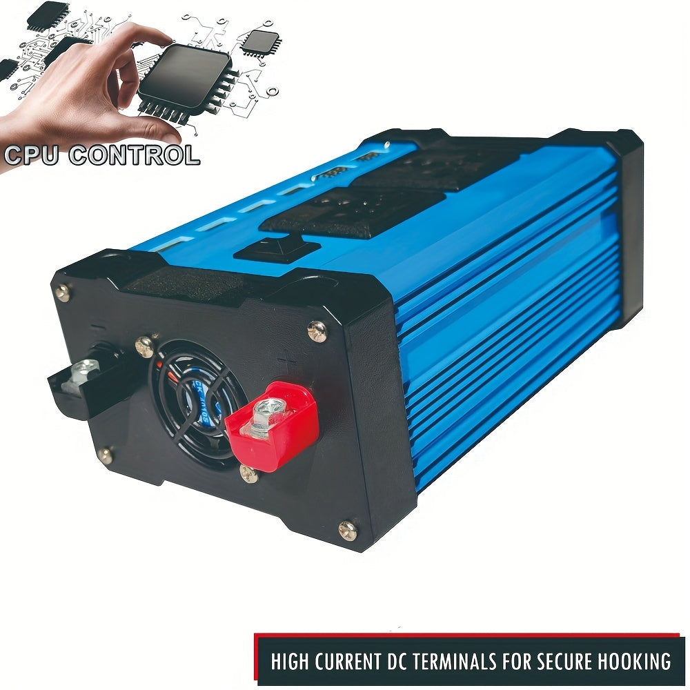 Inversor de corriente de DC12V a AC110V 300W con 4 puertos USB, enchufes universales y pantalla LED