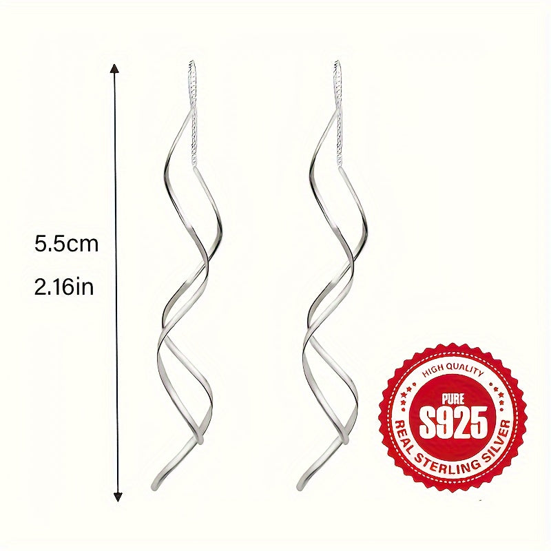 Trendy 925 Silver Wave Ear Thread, Yengil, Gippoallergen, 1.8g